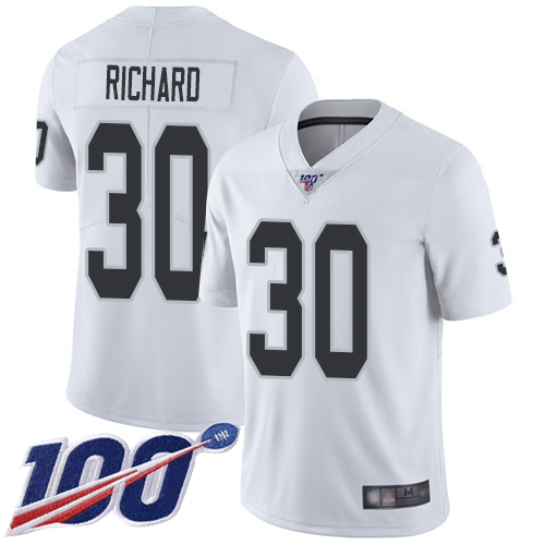 Men Oakland Raiders Limited White Jalen Richard Road Jersey NFL Football 30 100th Season Vapor Jersey